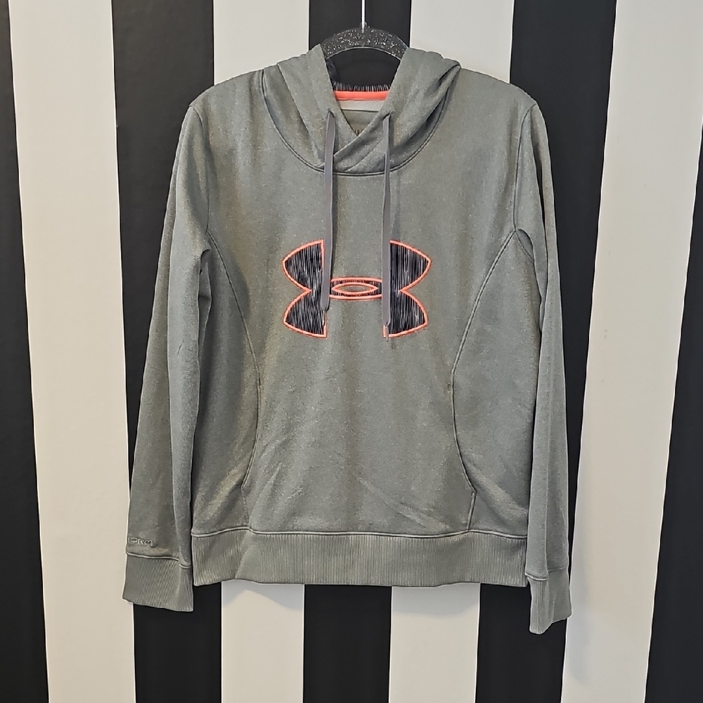 Under Armour Charcoal Hoodie with Neon Orange Emblem
